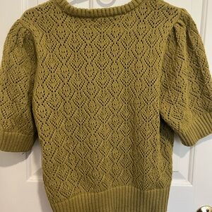 Olive Green half puff sleeve Women's Sweater
